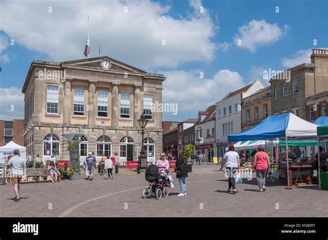 Guildhall High Street Andover Hampshire Town Centre Market Stall Hi Res
