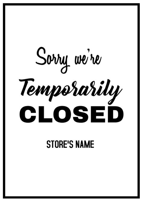 Temporarily Closed Template Postermywall