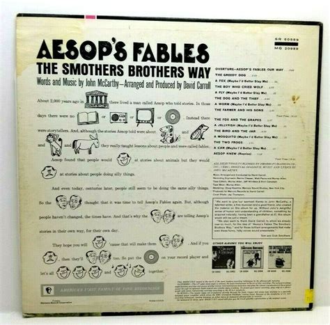 Aesops Fables The Smothers Brothers Way Lp 1965 Vinyl Album Record P3