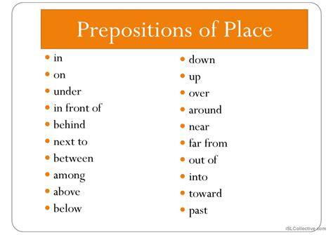 Prepositions Of Place And Movement English Esl Powerpoints