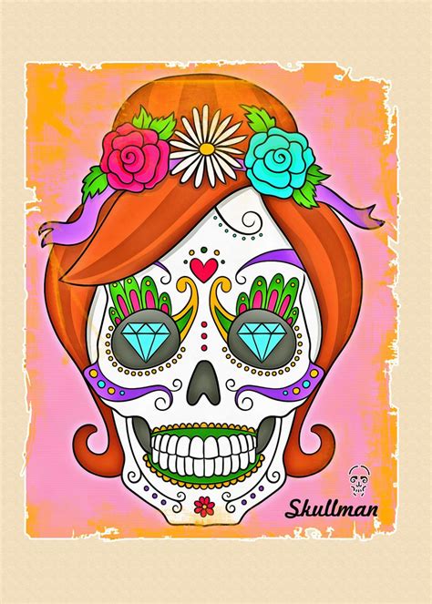 Catrina Sugar Skull Art Poster By John Shepherd Displate