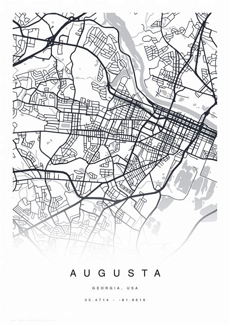 Printable Augusta Map Print Street Map Of Augusta Augusta Etsy