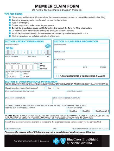 Member Claim Form Blue Cross Nc Fill Out And Sign Printable Pdf Template Signnow