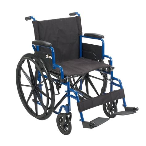 Drive Medical Blue Streak Wheelchair With Flip Back Desk Arms 18 In