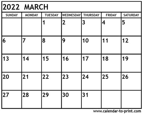 Printable March 2022 Calendar Template Pdf Word Excel Images