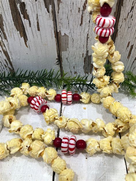 Real Popcorn Garland Christmas Tree Cinnamon Peppermint Etsy