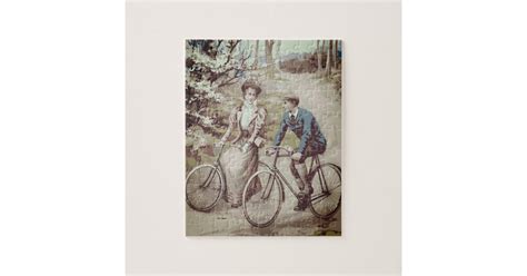 Vintage Cycling Bicycle Print Jigsaw Puzzle Zazzle