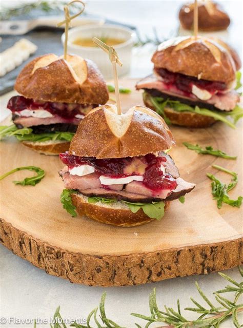 Ham Brie And Cranberry Sliders With Maple Rosemary Mustard Are Festive