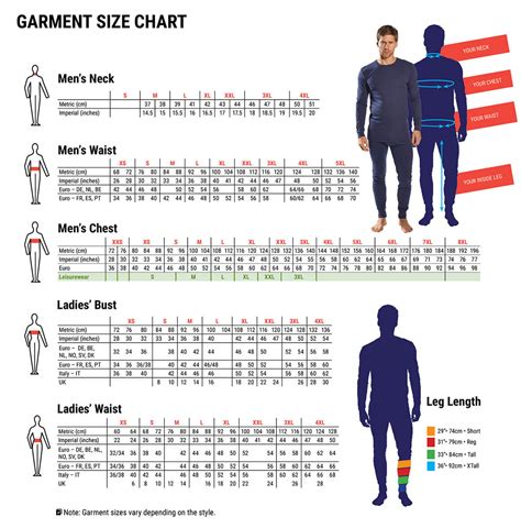 Equipment Clothing Size Chart