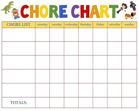Printable Blank Chore Reward Chart For Preschoolers K5 Worksheets