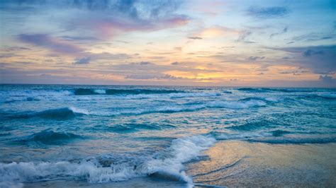 X Ocean Waves At Sunset Laptop Full Hd P Hd K Wallpapers Images Backgrounds