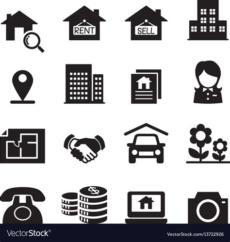 Real Estate Icons Symbol Set Royalty Free Vector Image