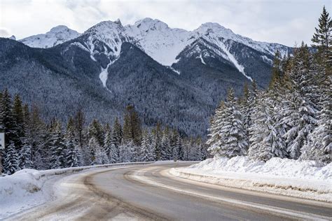 Driving Through Kootenay National Park In Winter British Columbia