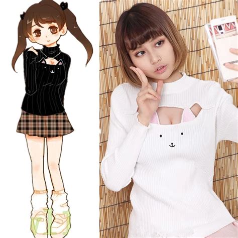 Japanese Harajuku Love Live Choker Cat Sweater Cosplay Costume Sexy Anime Kawaii Sweater