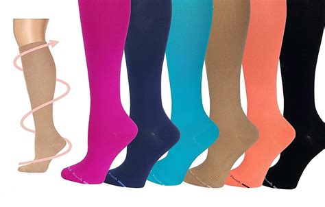 Differenttouch 6 Pairs Knee High Compression Socks Best Medical Nursing Air Travel Or