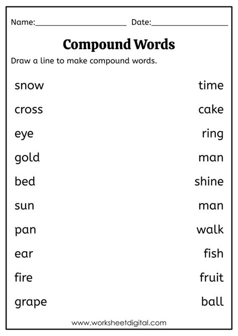 Compound Words Worksheet Digital