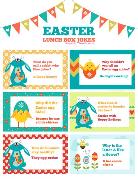 Free Printable Easter And Spring Lunch Box Jokes Pepper Scraps
