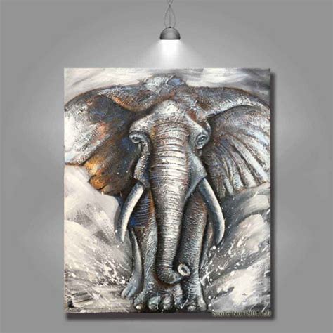 Buy Hand Painted Canvas Art African Elephant Oil