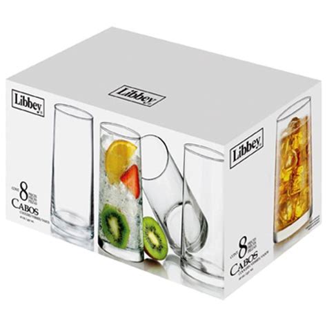 Libbey Glass Cabos Beverage Glassware Set 16 Oz 8 Pc