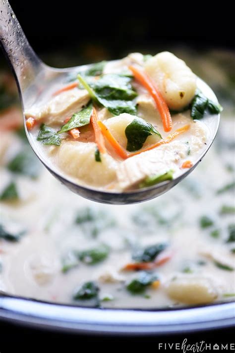 How do you make chicken gnocchi soup from olive garden? Slow Cooker Chicken Gnocchi Soup ~ a creamy, lightened-up ...