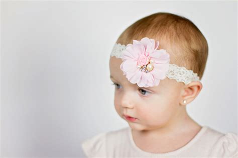 Pink Gold Headband Pink Flower Headband Ivory Gold Headband Newborn