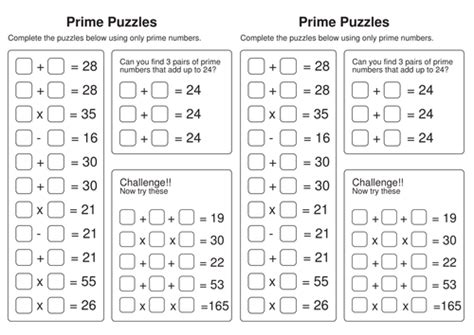 Prime Puzzles Teaching Resources