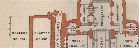 Gloucester Cathedral Vintage Floor Plan Gloucestershire 1939 Old