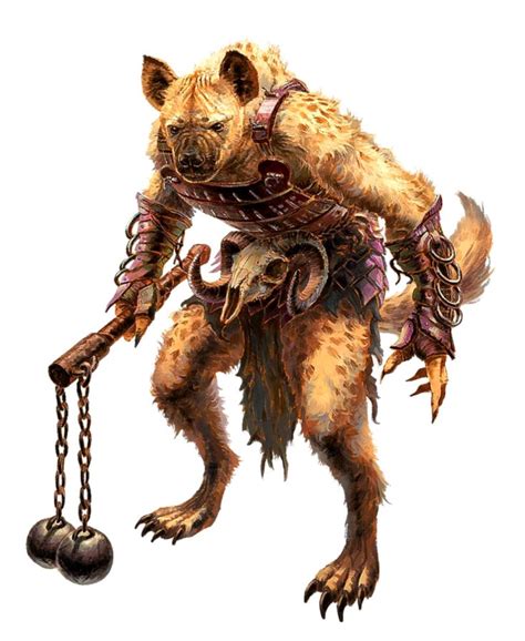 Male Gnoll Barbarian Fighter Pathfinder Pfrpg Dnd D D E Th Ed