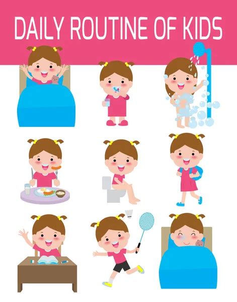 Daily Routine Activities Kids Cute Girl Routines Kids Daily Routine