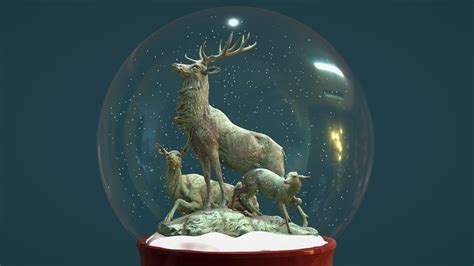 Deer Group Snow Globe 3d Model By Rigsters Snow Globes Concept