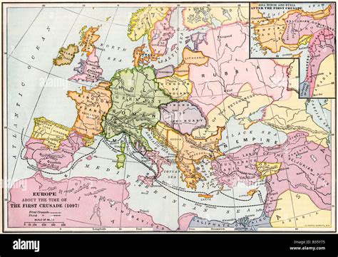 Map Of Europe At The Time Of The First Crusade 1097 Ad Color