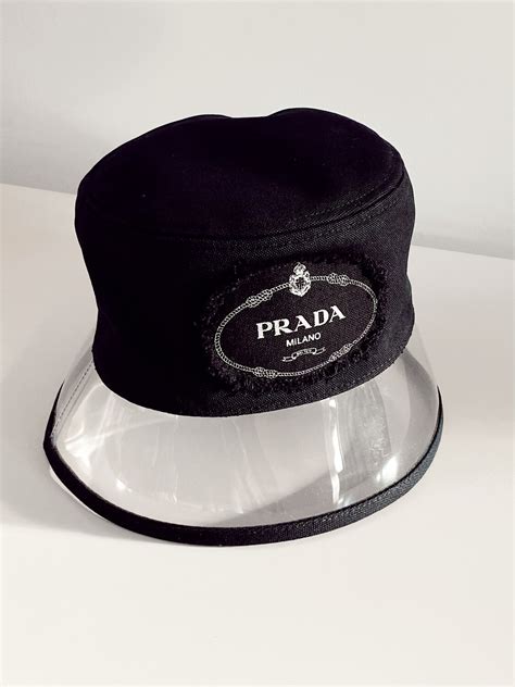 Prada Logo Black Bucket Hat With Tags And Box