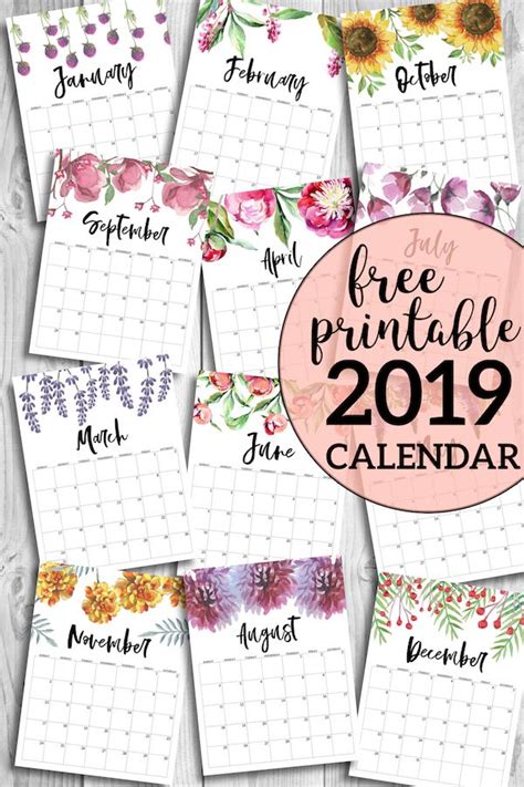 printable calendar  floral  printable