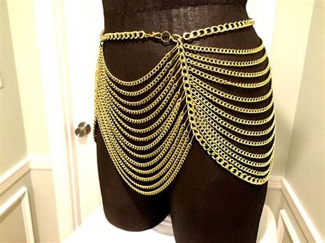 Metal Chain Outfit Fashion Chain Dress Body Harness Gold Etsy