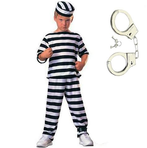 Mens Womens Convict Costume Robber Prisoner Police Stag Party Fancy