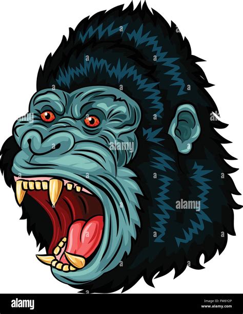 Illustration Of Angry Gorilla Head Character Isolated On White