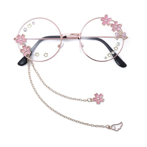 mua kawaii glasses with chain kawaii accessories cute cosplay accessories kawaii sakura flower