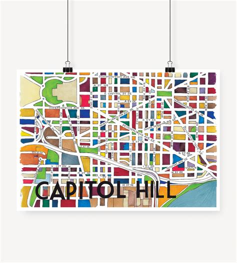 Capitol Hill Neighborhood Map Art Print Etsy In 2021 Map Art Print