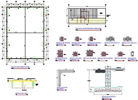 Foundation And Column Layout Plan Drawing Free Download Dwg File