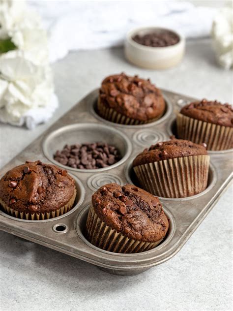 Super Moist And Delicious Vegan Double Chocolate Chip Muffins These