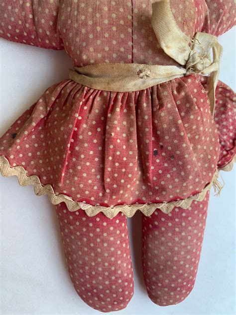 Vintage Mask Face Doll Red White Polka Dot Stuffed Plush Etsy