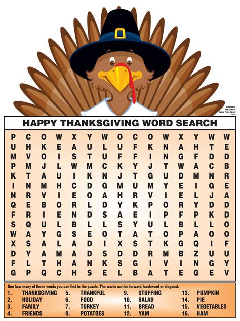 6 Best Thanksgiving Word Search Puzzles Printable