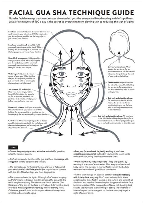 Gua Sha Technique Guide Printable Instant Download Essential Chart Poster For Facial Guasha