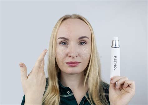 Vitamin A Retinol Niacinamide Vitamin C Girl Smears Her Face With