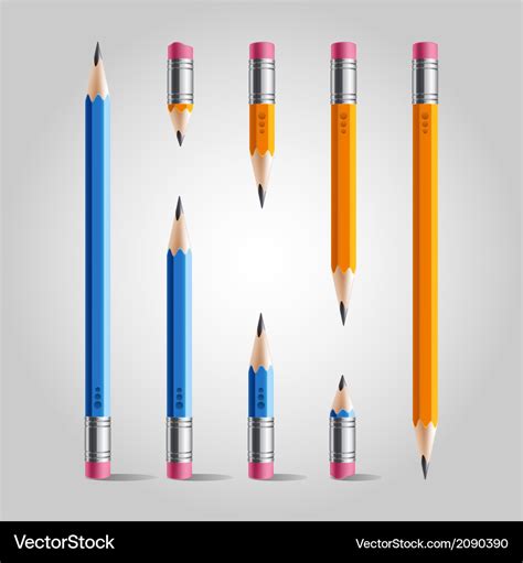 Short And Long Pencil Set Royalty Free Vector Image