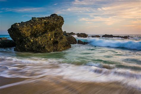 Rocks And Waves In The Pacific Ocean At Sunset At Thousand Steps Beach