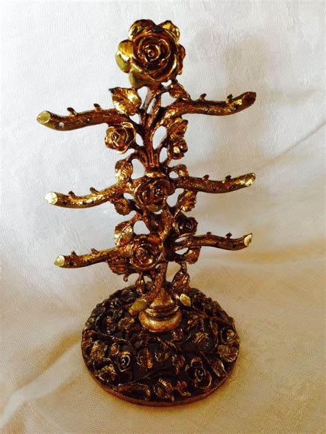 Vintage Matson Rose Ormolu Earring Tree Gold Gilt Earring Tree Gilt