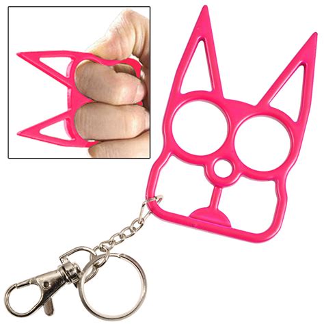 Cat Self Defense Knuckle Key Chain Hot Pink