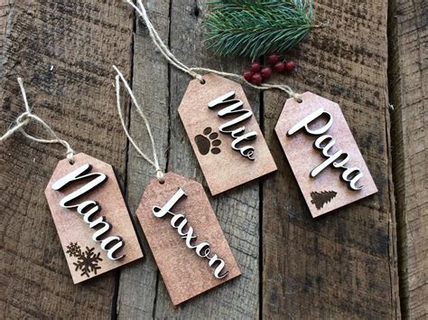 Christmas Stocking Name Tag Personalized Wood Gift Tags D Name Tag My