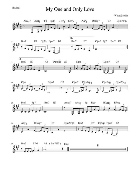 My One And Only Love Sheet Music For Piano Solo
